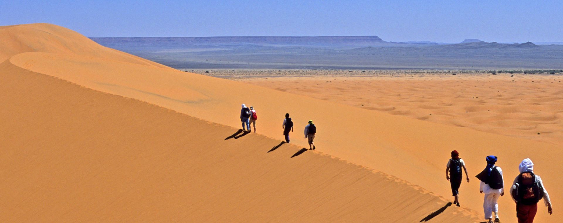 Randonneurs sur les dunes - Sahara - Maroc
